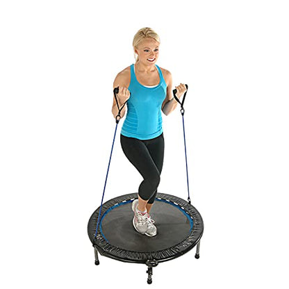 Stamina 36" Foldable Mini Trampoline Rebounder for Adults with Smart Workout App, Black - Portable Fitness Equipment for Home Gym, Cardio and Jumping Training Exercise