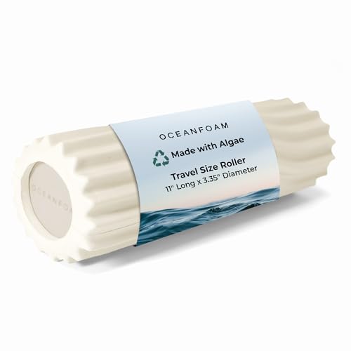 Ripple Travel Foam Roller (11" x 3.35") Firm Mini Foam Roller for Physical Therapy, Deep Tissue Massage, Back Pain - High Density, Ergonomic Wave Textured - Yoga, Pilates, Exercise (Natural) - color: Natural