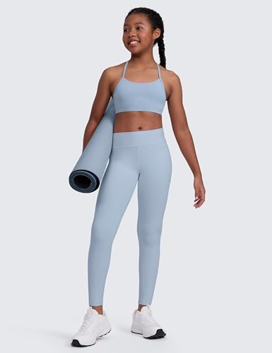 CRZ YOGA Girls Butterluxe Y Back Sports Bra - Yoga Athletic Casual Tops Scoop Neck Spaghetti Strap Padded Crop Kids Teen