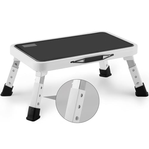 Folding Step Stool, Height-Adjustable Step Stool with Non-Slip Platform, Step Ladder for Adults or Kids in Kitchen, Home, 330 Lbs Capacity