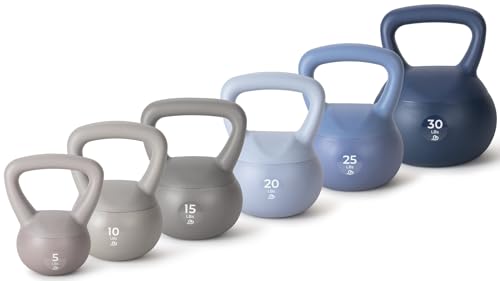 bintiva Soft Kettlebells - Sea and Iron Sand Filled Weights for Women and Men - Color Coded Kettle Bell Sets - color: Earthtones - 5, 10, 15, 20, 25, 30 LBs