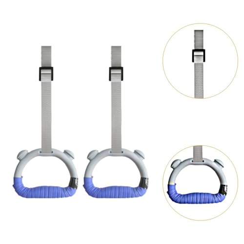 2 Gymnastic Rings with PP Rings, Adjustable Polyester Straps and Comfortable Handles for Muscle Building and Bodyweight Training - color: Gray Blue 2m