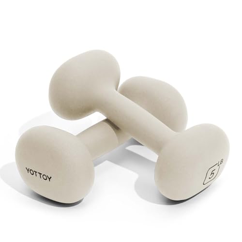 YOTTOY Dumbbell Set of 2,2-15 Pound Hand Weights for Women, Non-Slip Hand Weights for Home Gym, Strength Training, and Full-Body Workouts - color: White, size: 5LB-Pair