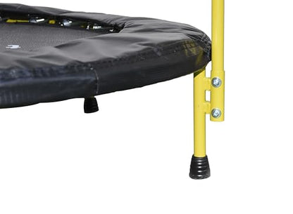 Teamson by Crowntec 36'' Round UV Resistant Steel Mini Trampoline with Handle and Safety Pad for Kids Removable Legs Indoor Outdoor Use Blue