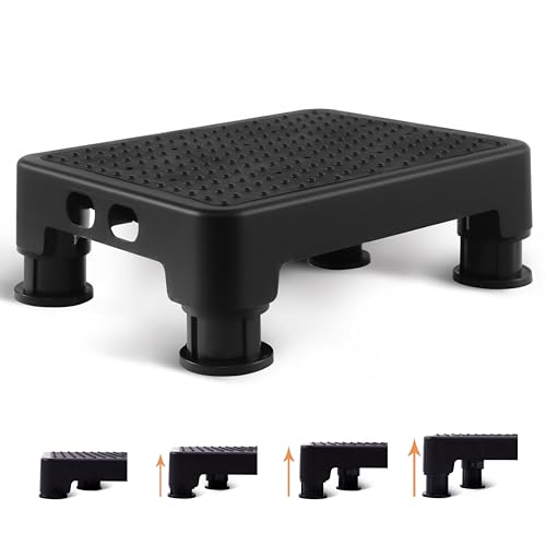CHIKILLA Adjustable Step Stool for High Beds Cars, 650lb Heavy Duty Bed Step for Elderly, Non-Slip Mobility Platform for Bathtub, Kitchen, SUV, 4 Height Levels 3.4-5.4" Portable Stair Assist, Black