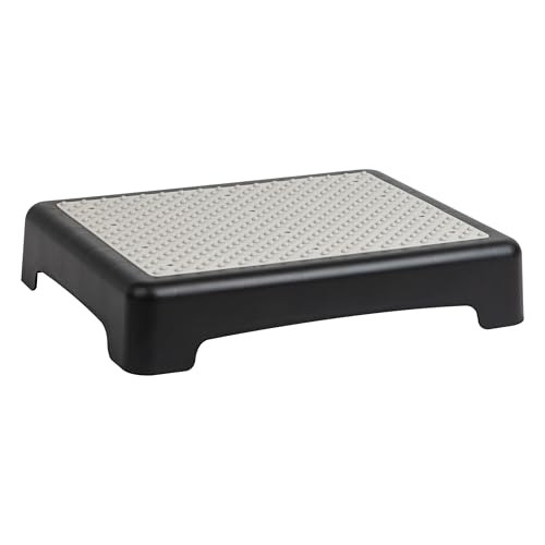 Mind Reader Platform Booster Step, Step Stool for Seniors, Indoor Outdoor, Riser, 17" L x 13" W x 3.5" H, Black and White