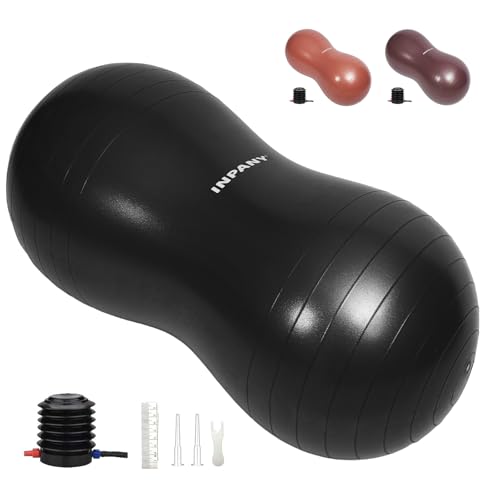 INPANY Peanut Ball - Exercise Ball for Labor Birthing, Anti-Burst Physical Therapy for Kids, Core Strength, Flexible Seating, Home & Gym Fintness, Sensory Chair Wiggle Seat for Girls and Boys - color: Black