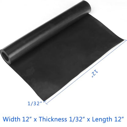 WochiTV Solid Rubber Sheets, 12" Wide x 1/32" Thick x 12" Long Neoprene Rubber Strips Rolls Perfect for DIY Gasket Material, Sealing, Liner, Shield, Padding, Mat - size: 12" W x 12" L, style: 1/32(.031") Thick