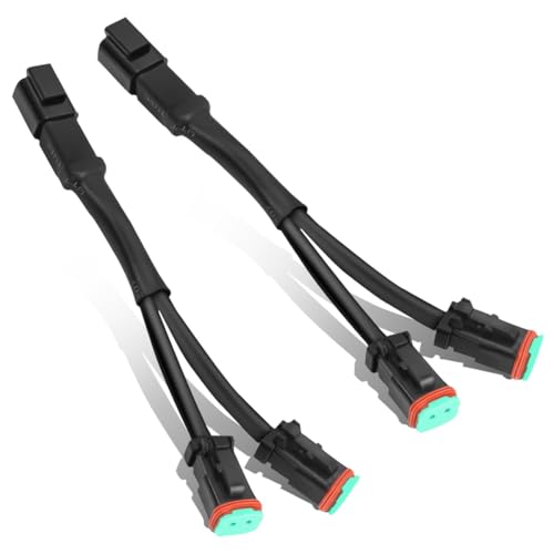 2PCS 2Pin Deutsch DT DTP Adapters Connectors Splitters - Universal Plug and Play Y-Shape Wiring Harness Splitters Waterproof for LED Cubes Work Light LED Light Bar Pod Fog Driving Lights