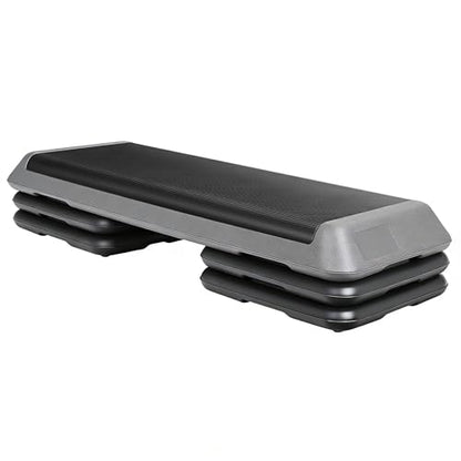 43'' Wide Adjustable Aerobic Step Platform - 4 Stackable Risers for Home Gym Cardio, Strength & Full-Body Training