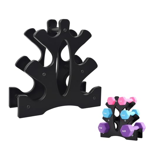 Weight Rack for Dumbbells 3 Tier, Plastic Dumbell Rack, Compact Weight Holders for Free Weights, Space Saver, Small Weight Storage Racks for Home Gym Organization, Max Load 22 lb (Without Dumbbells)