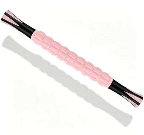 Muscle Roller Stick - A Full-Body Massage Roller that Can Relieve Muscle Soreness, Cramps and Tension After Exercise. It is a Handheld Physical Therapy and Recovery Tool（Pink） - color: Pink Black