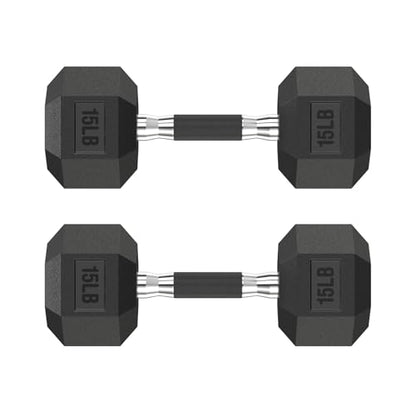 HANDBODE Hex Dumbbell Set 2.5-65 lb, Rubber Encased Hex Dumbbells for Home Gym, Weights Dumbbells Set of 2 Hand Weights for Strength Training & Fitness Exercise - size: 15 lb, Pair, style: Comfort Grip