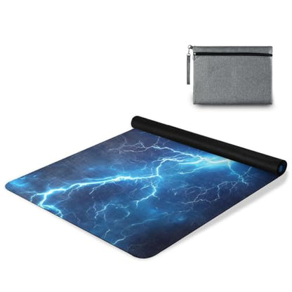 Kigai Travel Yoga Mat 71" x 24" Non Slip Natural Rubber Foldable Exercise Mat Ultra Thin 1.5mm Lightweight for Fitness, Pilates & Home Workout, Blue Lightning