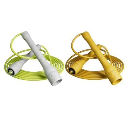 10,000-Drop Unbreakable Jump Rope, 5mm PVC Adjustable Speed Rope with Ergonomic PP Handles for Boxing, HIIT & Home Gym - color: White+Yellow