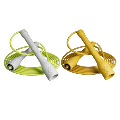 10,000-Drop Unbreakable Jump Rope, 5mm PVC Adjustable Speed Rope with Ergonomic PP Handles for Boxing, HIIT & Home Gym - color: White+Yellow