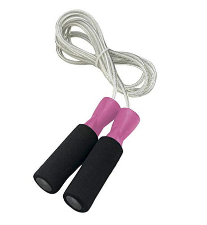 DA VINCI Weighted 10 ft Adjustable Speed Cable Jump Rope with Ball Bearing Handle Mechanism and 1/3 lb Weight in Each Handle - color: Pink