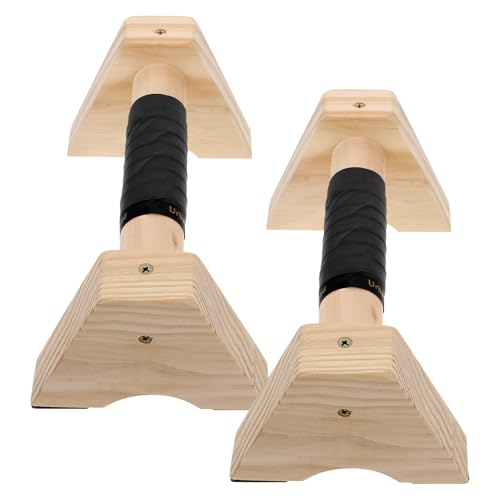 Outanaya Wooden Push up Handles Parallettes Bars Beech Wood Pushup Stands for Men and Women Floor Exercise Strength Training Calisthenics Equipment 30cm Pair
