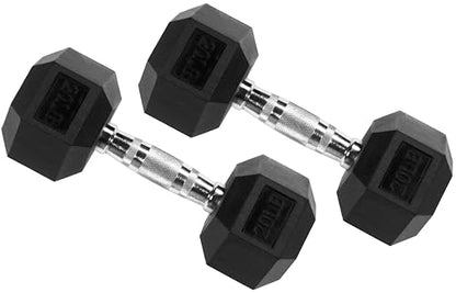 Fitvids Hex Dumbbells Rubber Coated Hand Weights for Exercises and Fitness, 10-50LB Option - size: 20LB Pair