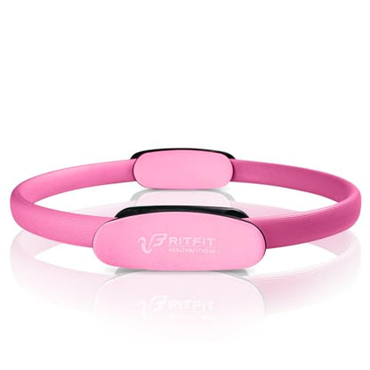 RitFit Pilates Ring Circle - 14 Inch Magic Fitness Circle for Toning Inner & Outer Thighs, Bonus Workout Guide Included - style: Pink