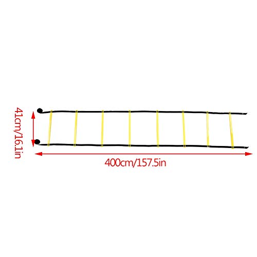 Agility Ladder, 8 Rung Heavy Duty Football Training Ladder with Adjustable Flat Plastic Rungs and Durable Nylon Straps, for Speed Agility Coordination and Balance in Football