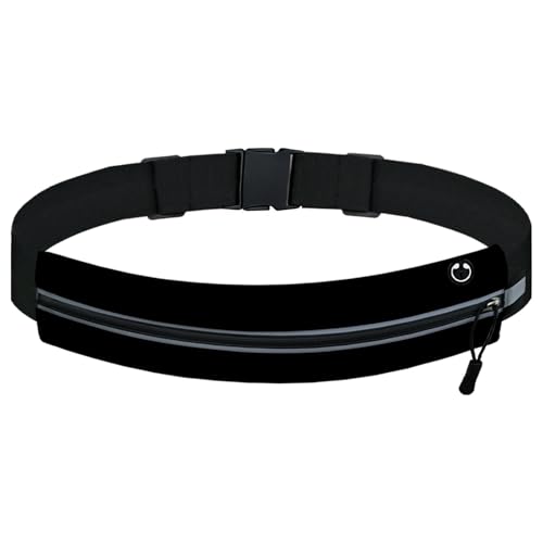 Running Belt for Women Men, Slim Fanny Pack Fits 23-32 Inch Waists, Water Resistant Reflective Waist Bag for 7" Phone Keys Cards, Nylon Spandex Belt for Jogging Travel Cycling