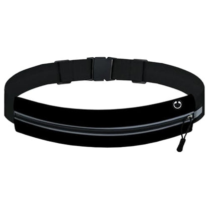 Running Belt for Women Men, Slim Fanny Pack Fits 23-32 Inch Waists, Water Resistant Reflective Waist Bag for 7" Phone Keys Cards, Nylon Spandex Belt for Jogging Travel Cycling