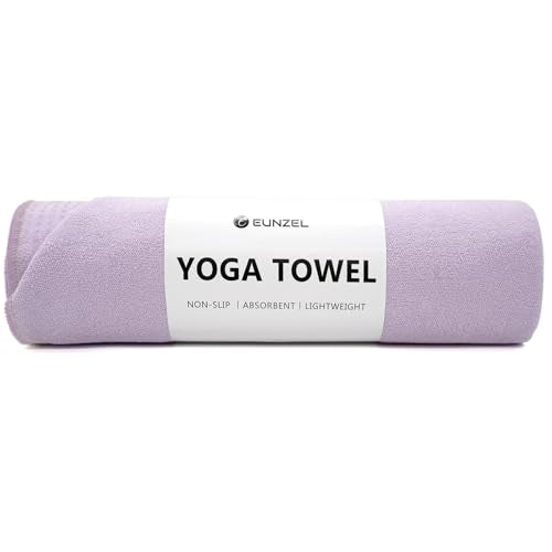 Eunzel Yoga Towel,Hot Yoga Mat Towel with Grip Dots Sweat Absorbent Non-Slip for Hot Yoga, Pilates and Workout 24" x72", Taro Purple - color: Taro Purple, size: 72" x 24"