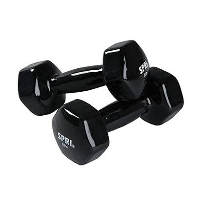 SPRI Dumbbells Hand Weights Set of 2 - Vinyl Coated Exercise & Fitness Dumbbell for Home Gym Equipment Workouts Strength Training Free Weights for Women, Men (1-10 Pound, 12, 15, 18, 20 lb) - color: (H) Black | 8-Pound
