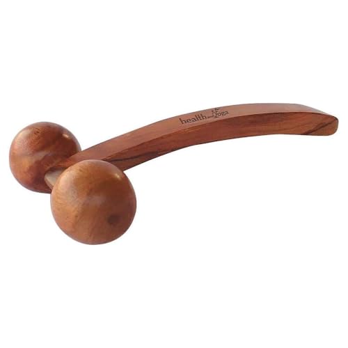 HealthAndYoga™ NatureSooth Wooden Massage Roller – Wood Therapy Massage Tools – Handheld Calf and Leg Massager, Back and Shoulder Massager and Full Body Massager