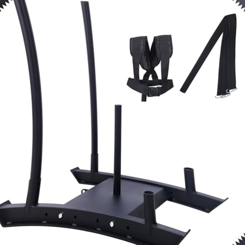 Weight Training Sled, Heavy Duty Fitness Push Pull Sled for Strength Training, Speed and Conditioning, Steel Workout Sled with 2 Inch Weight Plate Holder for Athletic Training