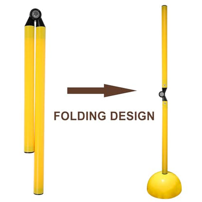 Didiseaon Foldable 2-Part Speed Agility Training Pole Yellow Football Basketball Hurdle for Field Drills