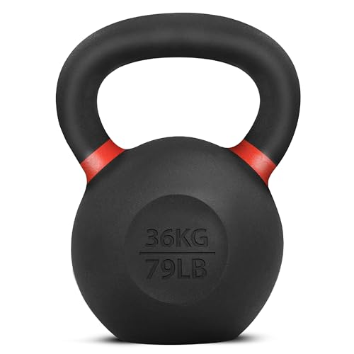 Yes4All Powder Coated Cast Iron Kettlebell, Single Deep Blue, 40 KG / 88 LB - color: Dark Red, style: A. Single