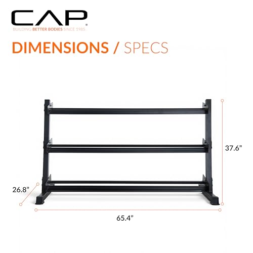 CAP 2-Tier & 3-Tier Dumbbell Rack for Home Gym, Heavy-Duty Steel Weight Storage Rack for Hex Dumbbells, Holds 5-35lb 5-50lb 5-75lb Dumbbell Pairs, Multiple Sizes & Capacities - style: 3-Tier for 5-75LB