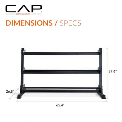 CAP 2-Tier & 3-Tier Dumbbell Rack for Home Gym, Heavy-Duty Steel Weight Storage Rack for Hex Dumbbells, Holds 5-35lb 5-50lb 5-75lb Dumbbell Pairs, Multiple Sizes & Capacities - style: 3-Tier for 5-75LB
