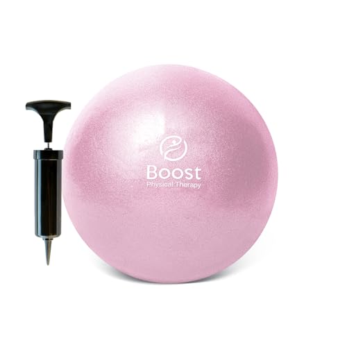 Small Exercise Ball with Pump, 9 Inch Mini Pilates Ball with Exercise Guide, Small Workout Ball for Stability, Fitness, Barre, Yoga, Core Training & Physical Therapy, Pink
