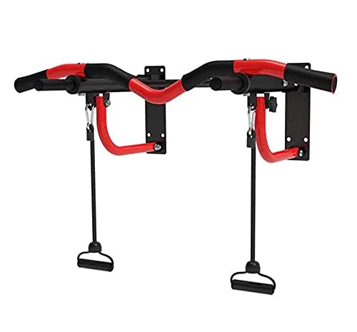 Wall Mounted Pull Up Bar, Strength Training Pull-UP Bars, Heavy Duty Wall Mount Chin Up Bar with Exercise Bands, Maximum Weight 440 lbs, Ideal for Home Gym Indoor Outdoor - color: Red