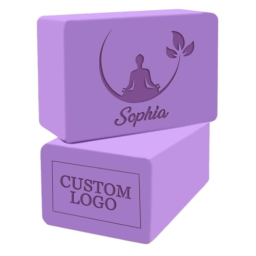 Personalized Yoga Blocks Yoga Gift 2 Pack with Custom Design or Logo, Exercise blocks Yoga Blocks Soft Non-Slip for Pilates, Meditation, Custom Yoga Accessories for Men & Women