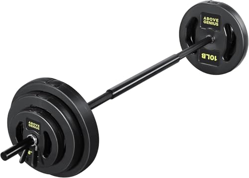 Barbell Weight Set, 45 LB Adjustable Free Weights Bar Set for Home Gym Strength Training, Full Body Workout, Muscle Building, Home Fitness Weight Lifting Equipment