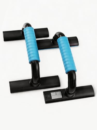 Push Up Bars Strength Training - Pushup Handles With Rubber Grip, Home Fitness Equipment with Anti-Slip Sturdy Structure Floor Workouts Push Up Stands for Man Women - color: Blue-with Counter