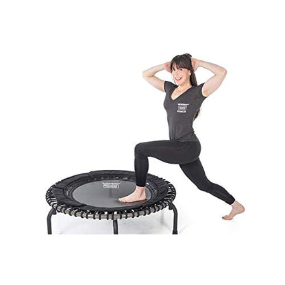 JumpSport 370 PRO Indoor Lightweight Heavy Duty 39-Inch Heavy Duty Fitness Trampoline with Handle Bar Accessory and Adjustable Tension Bungees, Black