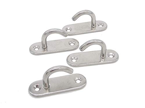 Stainless Steel Ceiling Hooks & Wall Hangers - Heavy Duty M6 Screw Mount, Rust-Proof Anchor Straps for Garage, Outdoor, Storage (4-Pack) - size: M6 J Hook