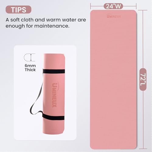 UMINEUX Extra Thick Yoga Mat, 6MM &10MM Yoga Mat Non Slip, POE Yoga Mats for Women Men, 72"x24", Great for Workout, Yoga, Pilates, Fitness & Floor Exercises