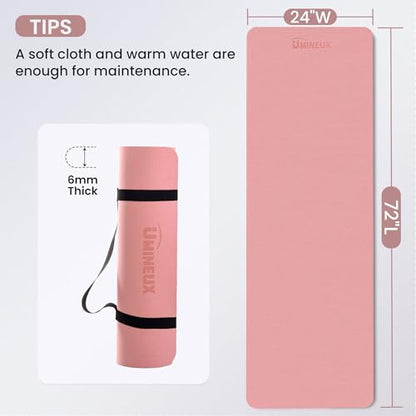 UMINEUX Extra Thick Yoga Mat, 6MM &10MM Yoga Mat Non Slip, POE Yoga Mats for Women Men, 72"x24", Great for Workout, Yoga, Pilates, Fitness & Floor Exercises