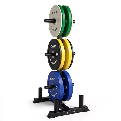 CAP 2-inch Olympic Bumper Plate Weight Set | 100-370 lbs | Multiple Colors | Storage Rack Optional - size: 260 lb - Set with Rack, style: COMPETITION