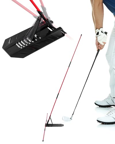 Golf Alignment Sticks, Golf Swing Trainer with Angle Plate/Holder Sets, Posture Corrector Golf Trainging Aid, Swing Plane Trainer for Aiming, Putting, Swing/Professional Golf Practice Tools - color: Red