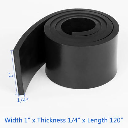 WochiTV Solid Rubber Strips, 1" Wide x 1/4" Thick x 120" Long Neoprene Rubber Sheets Rolls Perfect for DIY Gasket Material, Sealing, Liner, Shield, Padding, Mat - size: 1" W x 120" L, style: 1/4(.25") Thick