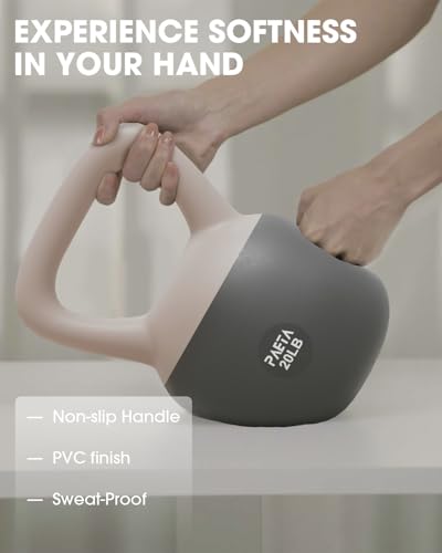 PAETA Soft Kettlebell for Home Fitness – Anti-Slip Grip & Wide Handle Design,Soft Kettlebell Set, Gentle Floor-Friendly Impact – 10lbs, 15lbs, 20lbs, for Home Functional Training - color: 45lbs White