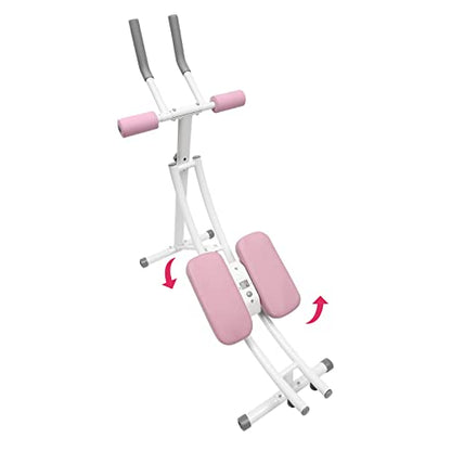 Ab Machine,Ab Workout Equipment for Home Gym,Ab Trainer Women Exercise Fitness Equipment,Foldable Core and Abdominal Exercise Machine Whole w/LCD Monitor and Six Silent Rollers Pink