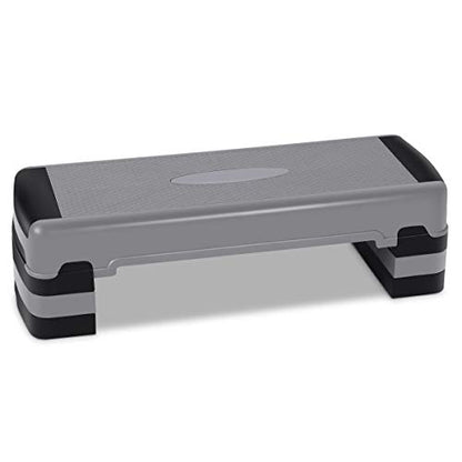 Giantex 35" Aerobic Step, Non-Slip Surface, Height-Adjustable 6" - 8" - 10" Step Aerobics Platform, Workout Fitness Equipment Stepper Trainer, Exercise Step Platform with 3 Riser